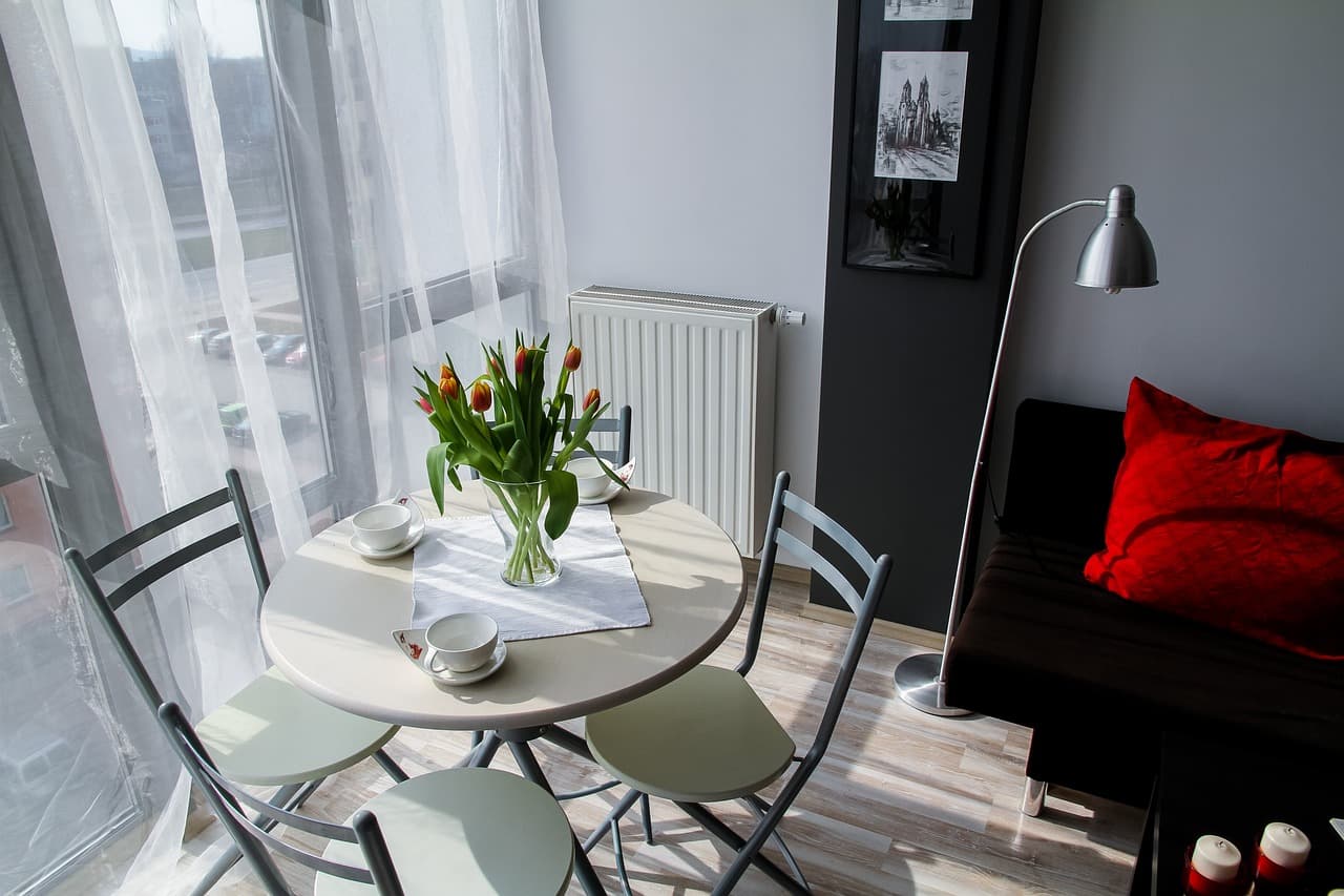 Living room with a radiator under the window