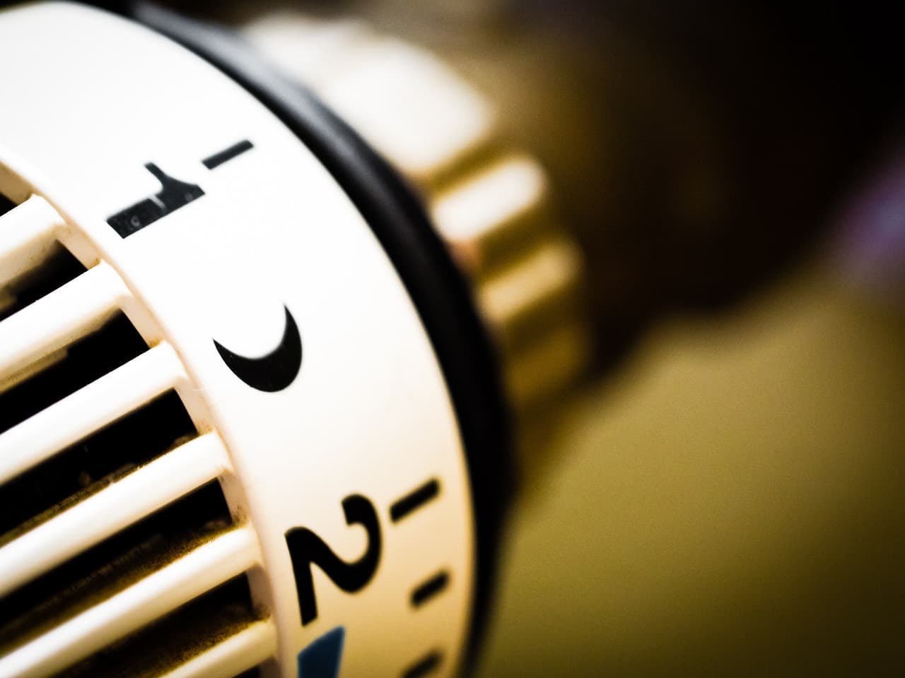 Close-up of a radiator thermostat dial
